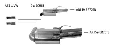 Bastuck Sportauspuff für Alfa Romeo Brera Typ 939 2x 2x70mm, 20° schräg geschnitten
