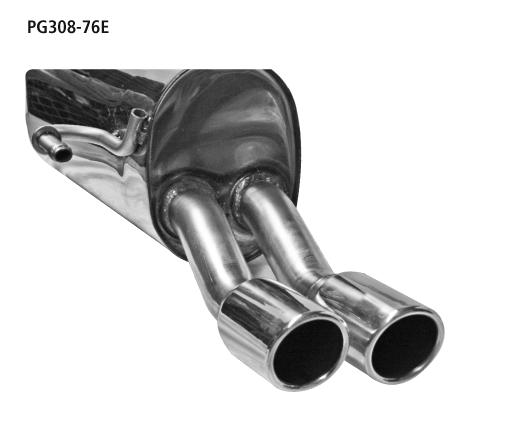 Bastuck Sportauspuff für Peugeot 308 2x76mm, mit Lippe 20° schräg geschnitten 