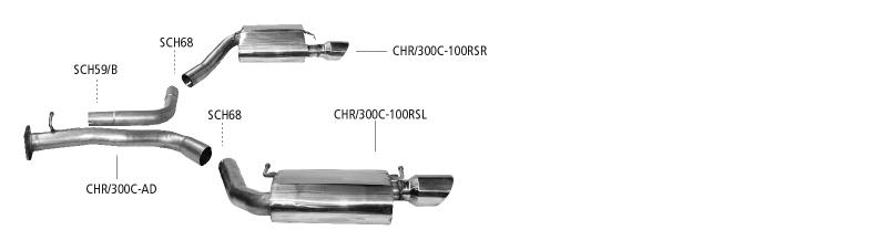 Bastuck Sportauspuff für Chrysler 300 C (Limousine) 2x 1x100mm, gerade Race-Look