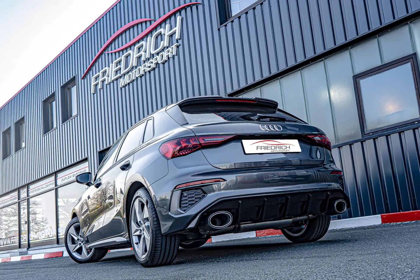 Friedrich Motorsport Duplex Sportendschalldämpfer Audi A3 GY Sportback Frontantrieb S3-Heck