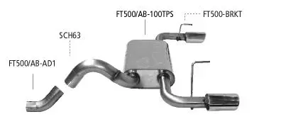 Bastuck Sportauspuff für Fiat 500 Typ 312 2x 1x100mm, 20° schräg geschnitten
