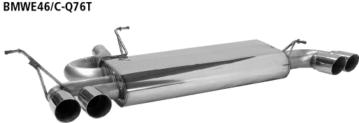 Bastuck Sportauspuff für BMW 316ti Typ E46 (Compact) 2x 2x76mm, 20° schräg geschnitten