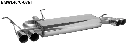 Bastuck Sportauspuff für BMW 316ti Typ E46 (Compact) 2x 2x76mm, 20° schräg geschnitten