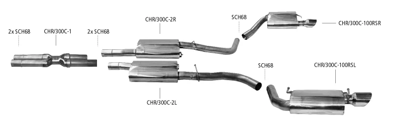 Bastuck Komplettanlage für Chrysler 300 C (Limousine) 2x 1x100mm, gerade Race-Look