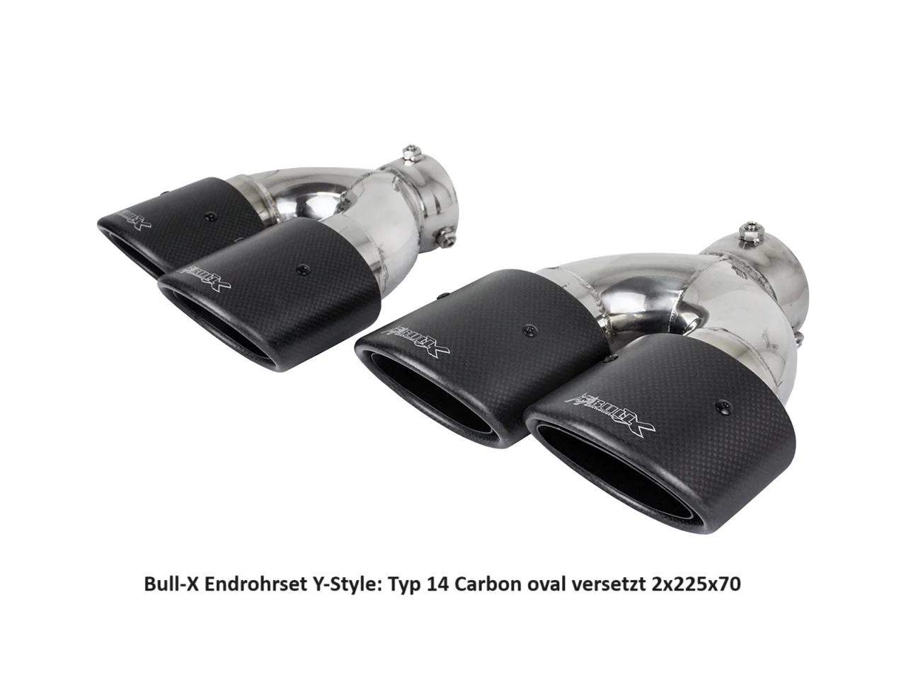 Bull-X Endrohrset Y-Style: Typ 14 Carbon oval versetzt 2x225x70
