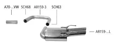 Bastuck Sportauspuff Alfa Romeo 159 2x76mm 20°