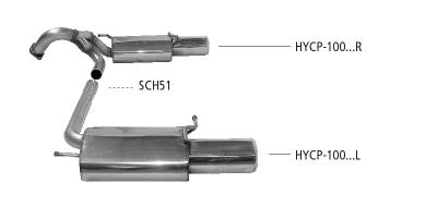 Bastuck Sportauspuff für Hyundai Coupe(Tiburon) Typ GK nur für Fahrzeuge bis Baujahr 2007 2x 1x100mm, gerade Audi TT Design