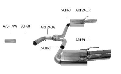 Bastuck Sportauspuff für Alfa Romeo 159 Sportwagon 2x76mm, 20° schräg geschnitten