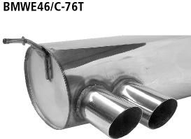 Bastuck Sportauspuff für BMW 316ti Typ E46 (Compact) 2x76mm, 20° schräg geschnitten