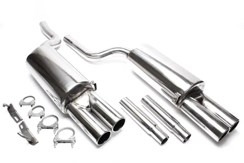TA Technix Edelstahlanlage 2x76mm rund gebördelt passend für Audi A6 Quattro Limousine, -​Avant, Typ 4B