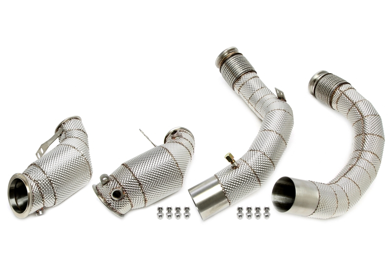 TA Technix Downpipe mit Hitzeschild und Katalysator passend für X5 M Typ F95, X6 M Typ F96 ab BJ 2020-​2022 - Motorcode S63