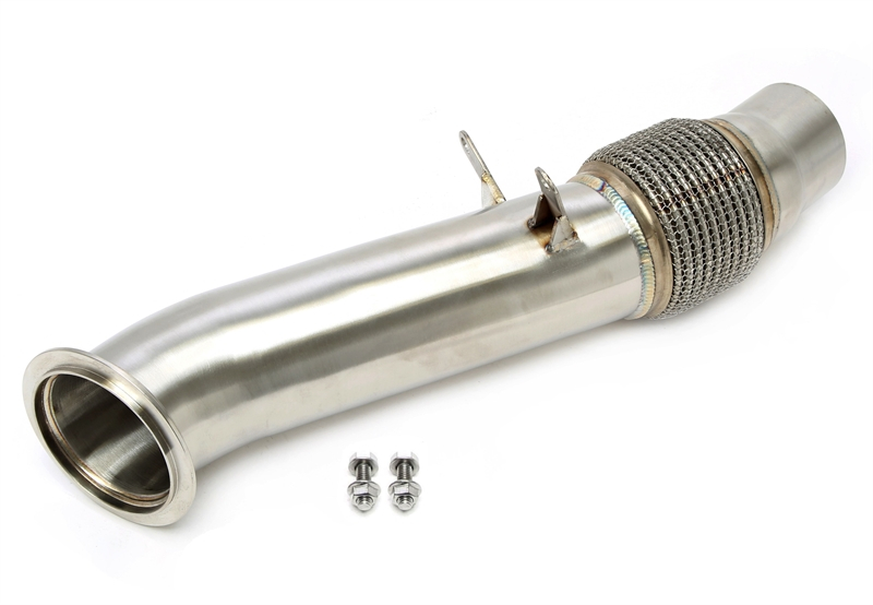TA Technix Downpipe ohne Katalysator mit Flexrohr passend für BMW 5er Serie Typ F10, F11, F07, 6er Serie Typ F12, F13, F06, 7er Serie Typ F01, F02, X5 mit EWG Typ F15, X6 mit EWG Typ F16, - Motorcode N55