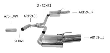 Bastuck Sportauspuff für Alfa Romeo Brera Typ 939 2x 2x70mm, 20° schräg geschnitten