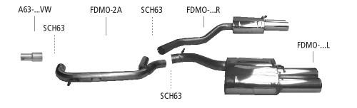 Bastuck Sportauspuff für Ford Mondeo III Limousine Typ B4Y 2x 2x90mm, gerade