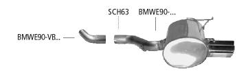 Bastuck Sportauspuff für BMW 320i Typ E92 (Coupé) für Fahrzeuge mit serienmäßigem Flanschanschluß 2x 2x76mm, 20° schräg geschnitten