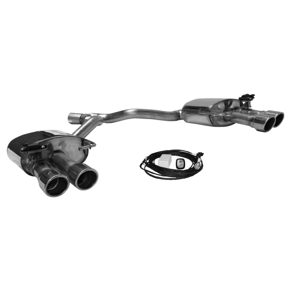 Bastuck Sportauspuff für Audi A5 Typ B9 (Coupé) mit Klappensteuerung 2x 2x90mm, mit Lippe 20° schräg geschnitten