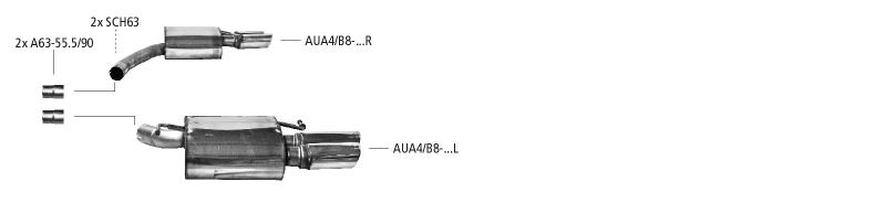 Bastuck Sportauspuff für Audi A5 Typ B8 (Cabriolet) 2x 2x76mm, mit Lippe 20° schräg geschnitten