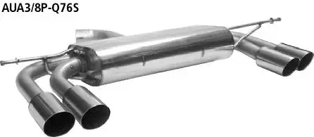 Bastuck Sportauspuff für Audi A3 Typ 8P 2x 2x76mm, 20° schräg geschnitten