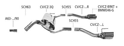 Bastuck Sportauspuff für Chevrolet Cruze Typ KL1J Limousine 2x 1x90mm, gerade