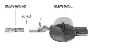 Bastuck Sportauspuff BMW 325ti E46 Compact 2x76mm 