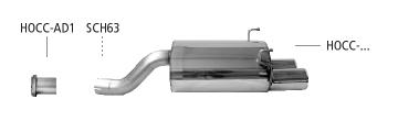 Bastuck Sportauspuff für Honda Civic 7 (01-06) Fünftürer (EU,EV) für Fahrzeuge mit 'Typ R' Spoilerkit 2x76mm, DTM-Style