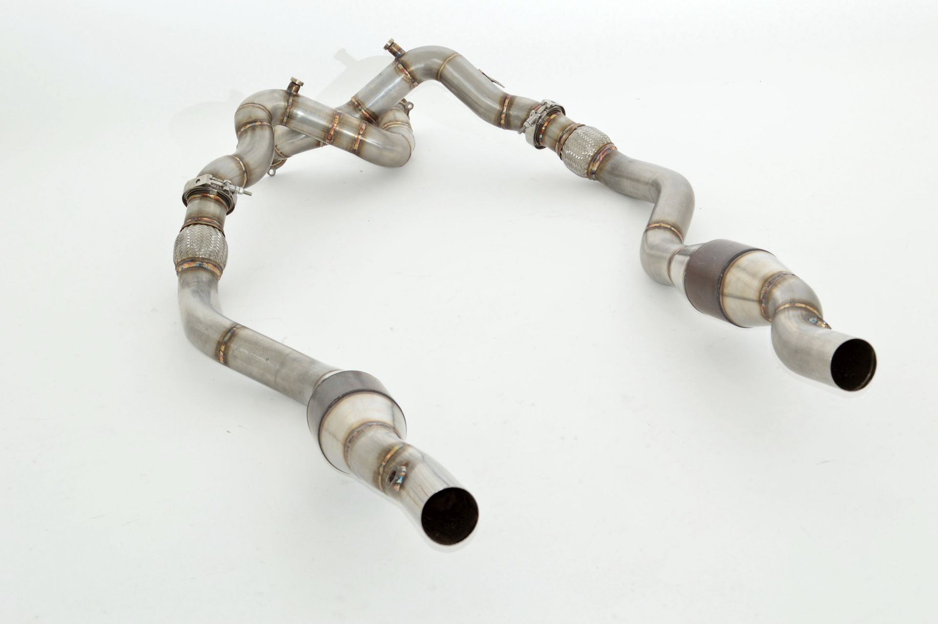 Friedrich Motorsport 2x 76mm Downpipe mit 200 Zellen Sport-Kat. Edelstahl