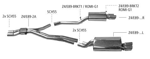 Bastuck Sportauspuff für BMW Z4 Roadster Typ E89 2x 2x76mm, seitlich schräg geschnitten