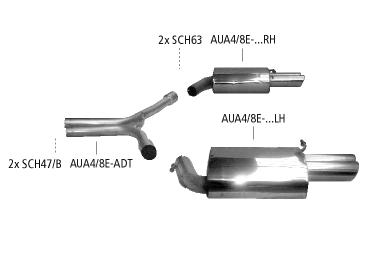Bastuck Sportauspuff für Audi A4 Typ 8EC/B7 (Limousine) 2x 2x76mm, abgeschrägt