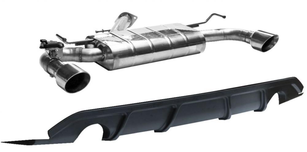 Bastuck Sportauspuff für Kia Ceed Schrägheck Typ CD mit Klappensteuerung, inkl. Heckschürzeneinsatz 2x 1x100mm, 30° schräg geschnitten Race-Look