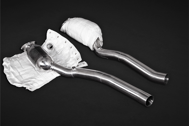 Capristo Downpipes mit Sportkats 100 Zellen inkl. Hitzeschutz für Ferrari F12 und 812 ohne OPF
