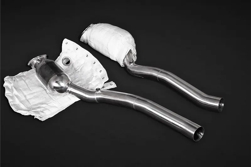 Capristo Downpipes mit Sportkats 100 Zellen inkl. Hitzeschutz für Ferrari F12 und 812 ohne OPF