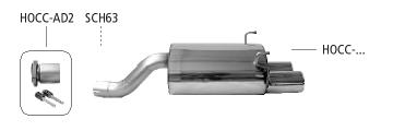Bastuck Sportauspuff für Honda Civic 7 (01-06) Fünftürer (EU,EV) für Fahrzeuge ohne 'Typ R' Spoilerkit 2x76mm, abgeschrägt