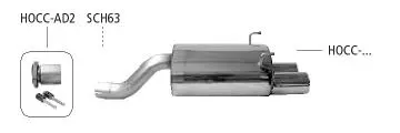 Bastuck Sportauspuff für Honda Civic 7 (01-06) Fünftürer (EU,EV) für Fahrzeuge ohne 'Typ R' Spoilerkit 2x76mm, abgeschrägt