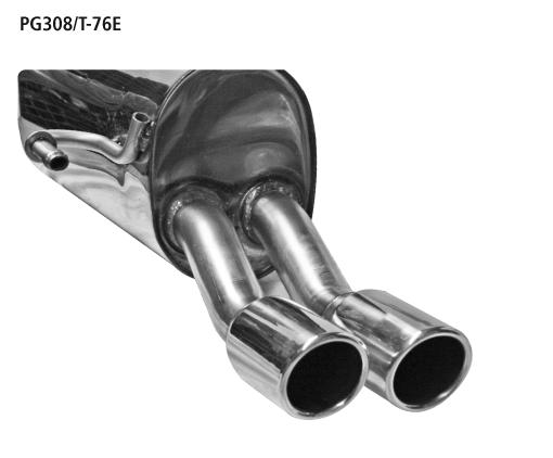 Bastuck Sportauspuff für Peugeot 308 2x76mm, mit Lippe 20° schräg geschnitten 