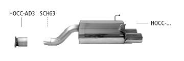 Bastuck Sportauspuff für Honda Civic 7 (01-06) Fünftürer (EU,EV) für Fahrzeuge ohne 'Typ R' Spoilerkit 2x76mm, abgeschrägt