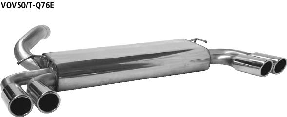 Bastuck Sportauspuff für Volvo V50 Typ M 2x 2x76mm, mit Lippe 20° schräg geschnitten