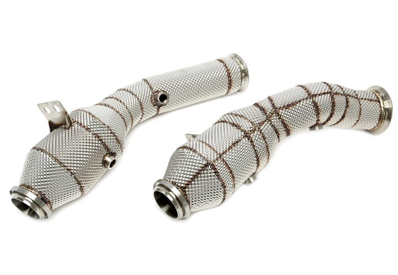 TA Technix Downpipe mit Hitzeschild und Katalysator passend für Mercedes-​Benz C-​Klasse W205, E-​Klasse W212, W213 - Motorcode M276