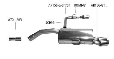 Bastuck Sportauspuff für Alfa Romeo GT Typ 937 (03-) 2x 2x76mm, abgeschrägt