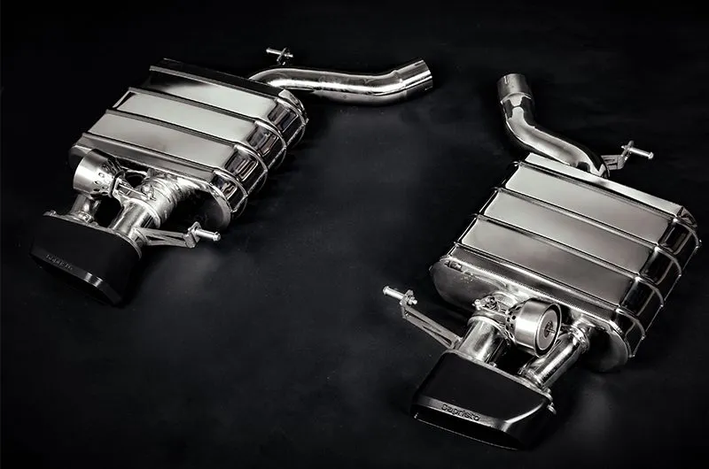 Capristo Abgasanlage ohne Gutachten für BMW 650i F12/F13/F06 mit schwarzen Alu-Endrohren Capristo Abgasanlage BMW 650i Schwarze EndrohreBild