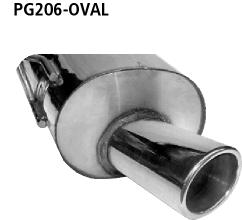 Bastuck Sportauspuff für Peugeot 206 CC für Fahrzeuge mit rundem Heckschürzenausschnitt 110x70mm, oval