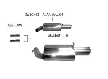 Bastuck Sportauspuff für Audi A4 Typ 8EC/B7 (Limousine) 2x 2x76mm, abgeschrägt