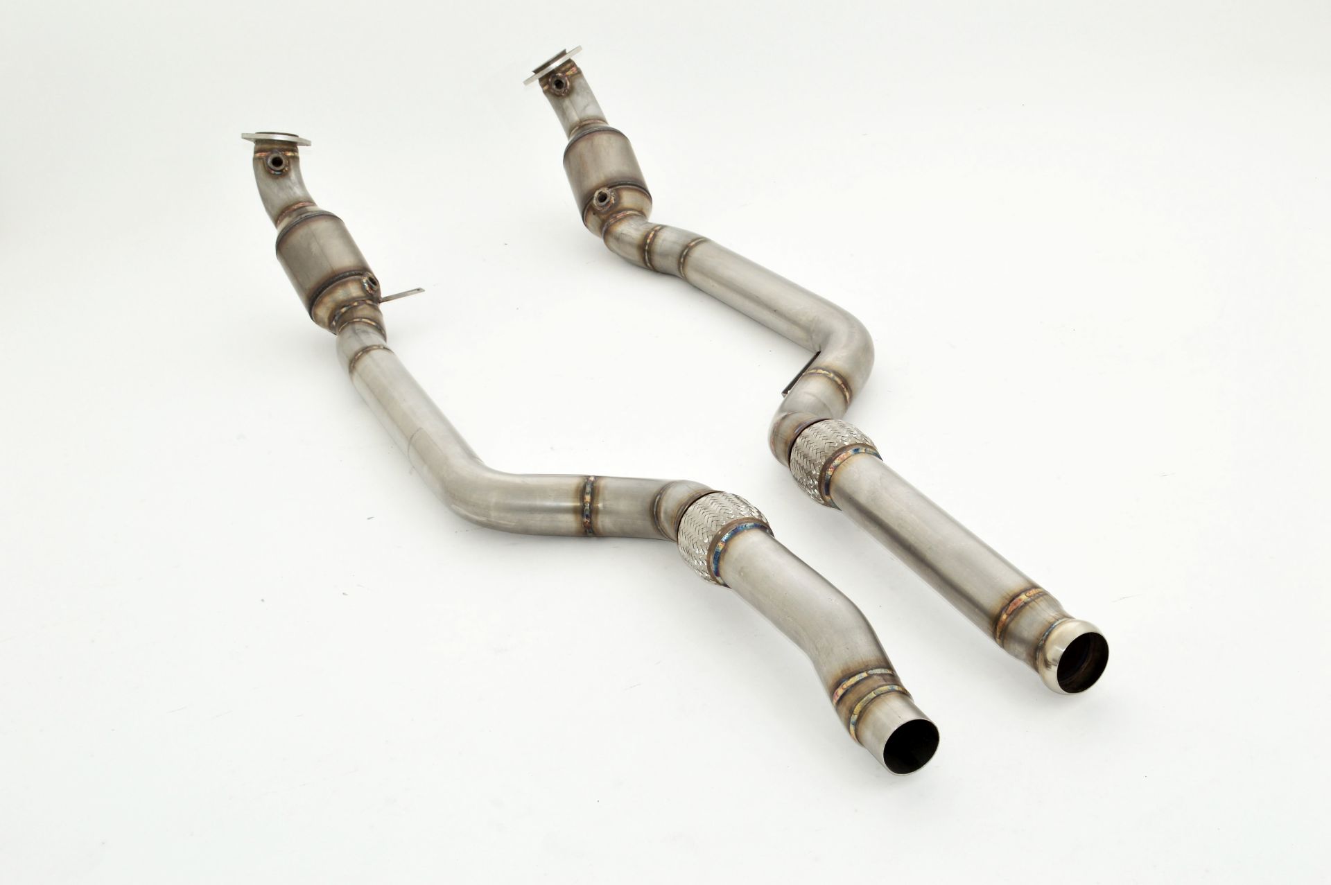 Friedrich Motorsport  2x 76mm Downpipe-Unterteil mit 200 Zellen Sport-Kat.