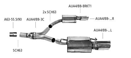 Bastuck Sportauspuff für Audi A5 Typ B8 (Cabriolet) 2x 2x76mm, 20° schräg geschnitten