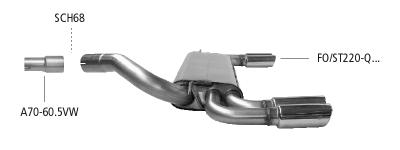 Bastuck Sportauspuff Ford Focus II 2x76mm schräg