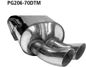 Bastuck Sportauspuff für Peugeot 206 für Fahrzeuge mit rundem Heckschürzenausschnitt 2x70mm, DTM-Style