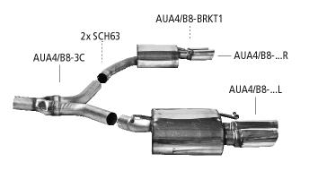Bastuck Sportauspuff für Audi A5 Typ B8 (Cabriolet) 2x 2x76mm, mit Lippe 20° schräg geschnitten