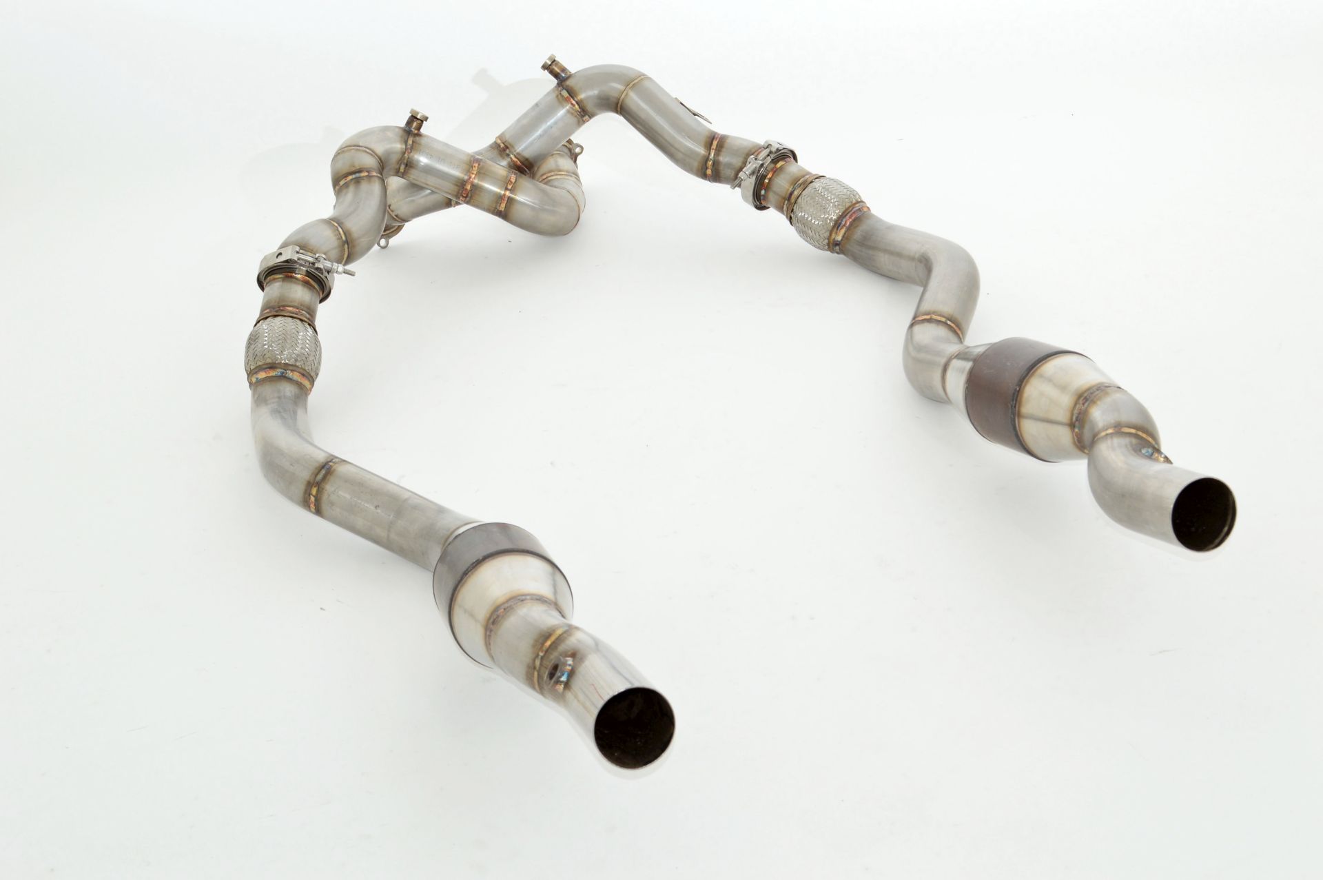 Friedrich Motorsport 2x 76mm Downpipe mit 100 Zellen Sport-Kat. Edelstahl