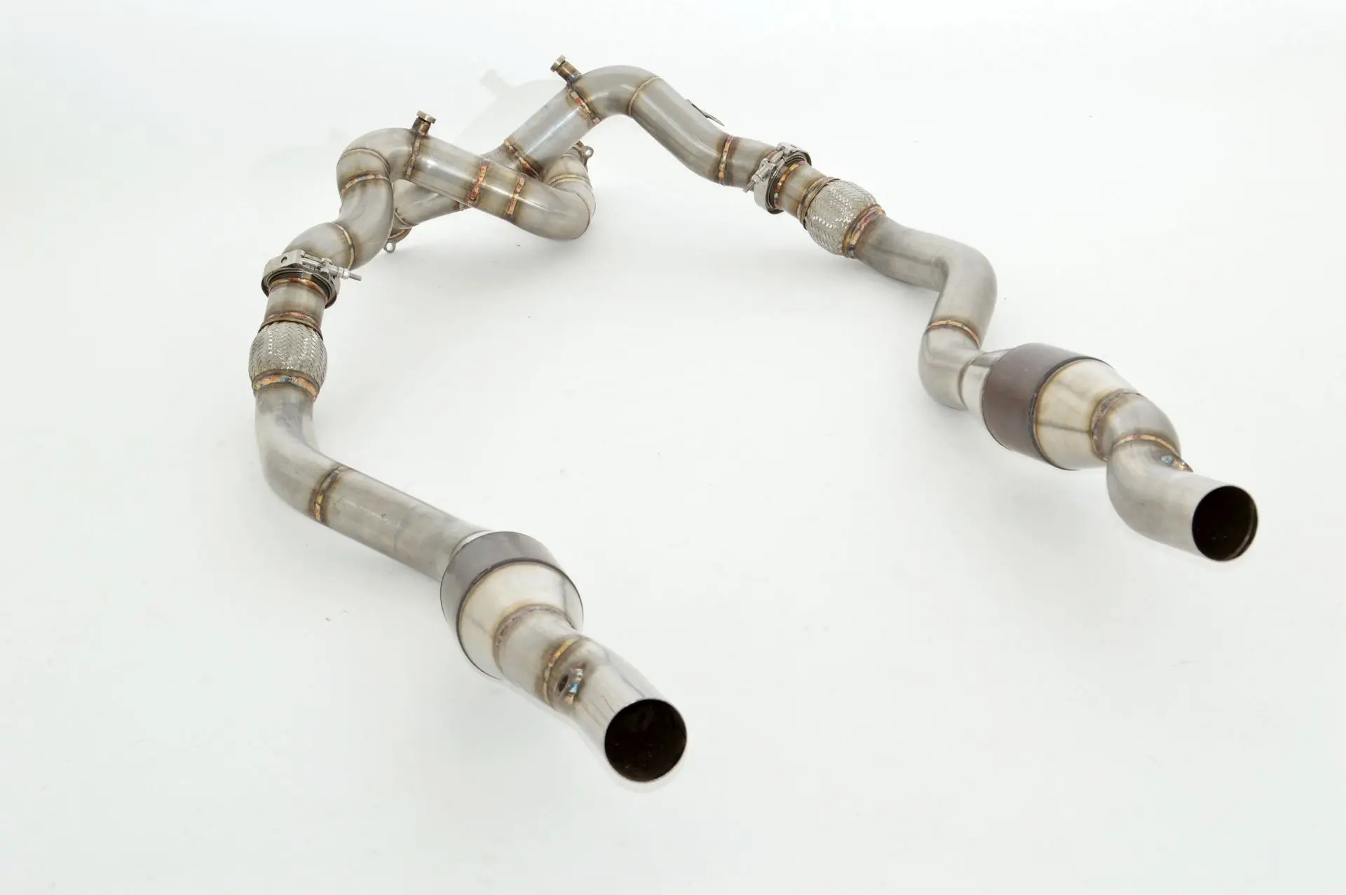 Friedrich Motorsport 2x 76mm Downpipe mit 100 Zellen Sport-Kat. Edelstahl